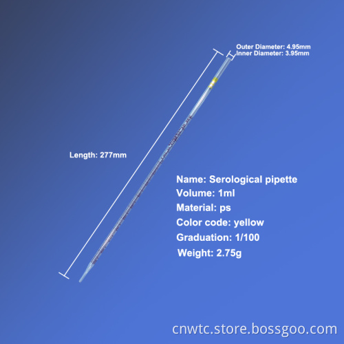 CNWTC 1ml Serological Transfer Pipette: Graduated Laboratory Equipment